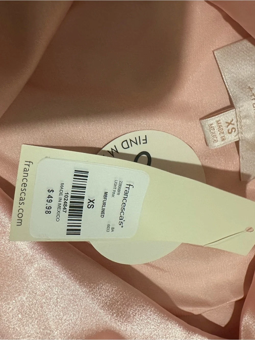 Francesca's Collections Satin Feather-Trim Pajama Set - Light Pink